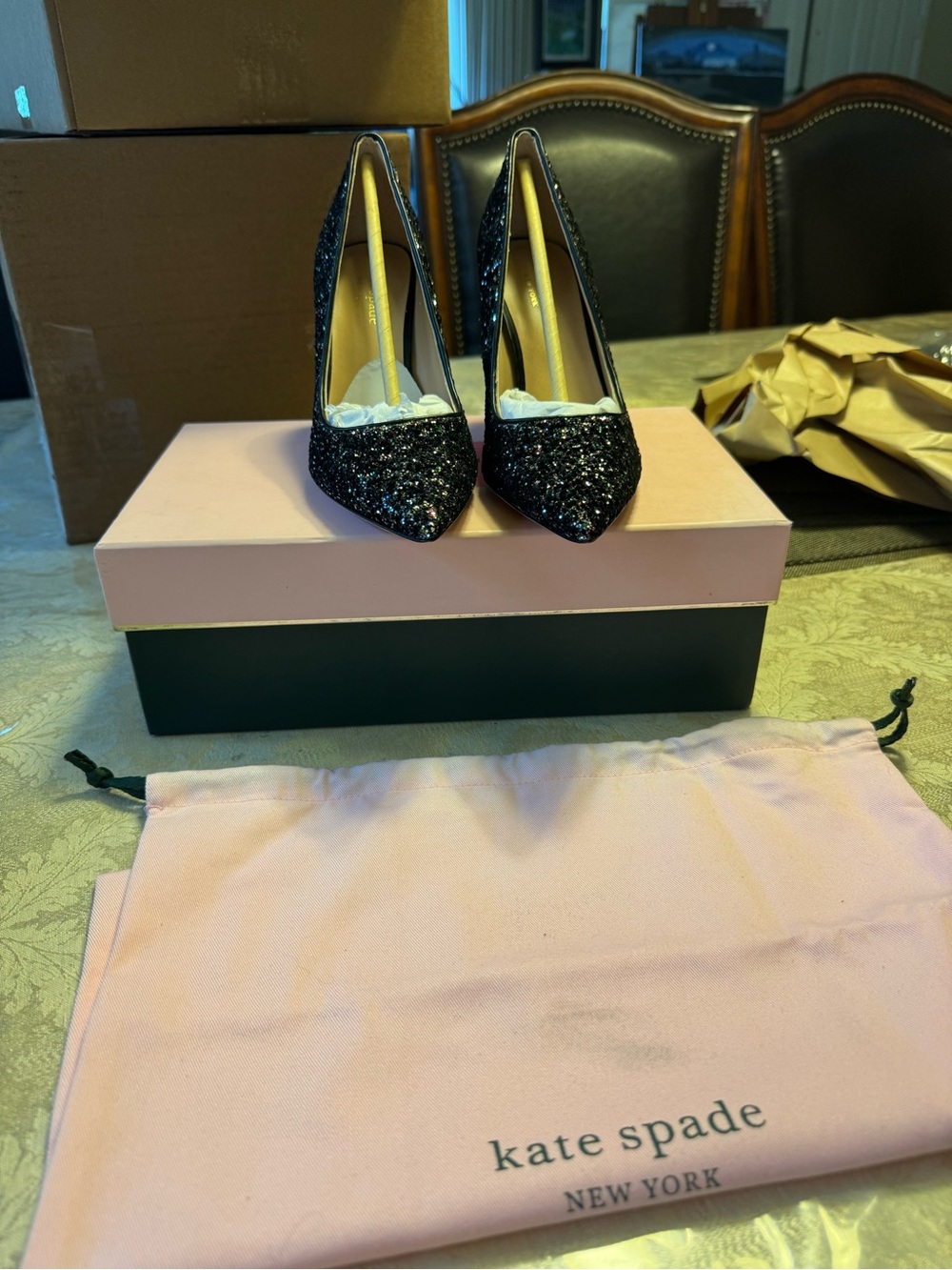 Auth NIB Kate Spade New York Sparkle High Heel Womens Shoes + COA + Dustbag